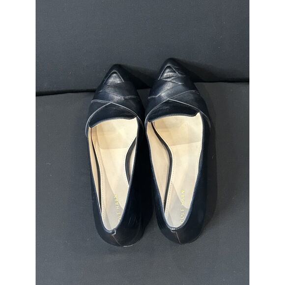 Cole Haan Camila Skimmer Leather Pointed Toe Weave Flat Shoes size 6 in Black - Picture 6 of 7